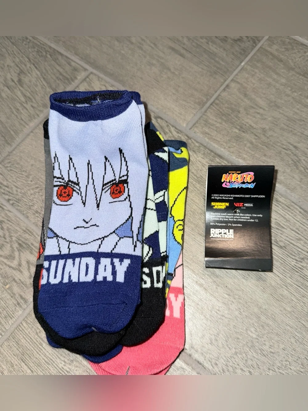 Naruto Shippuden Color Block Characters Days of Week 7 Pack Ankle Socks